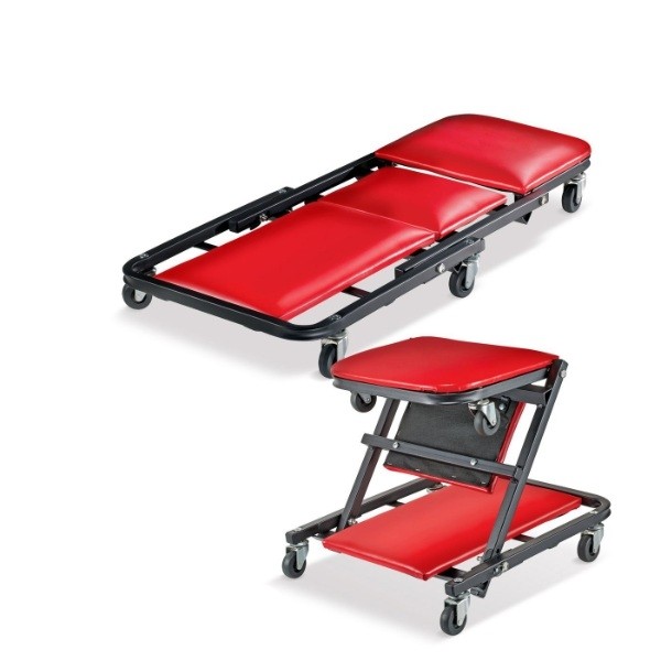 Red 36-Inch Foldable Z-Creeper 2-in-1 Creeper and Creeper Seat
