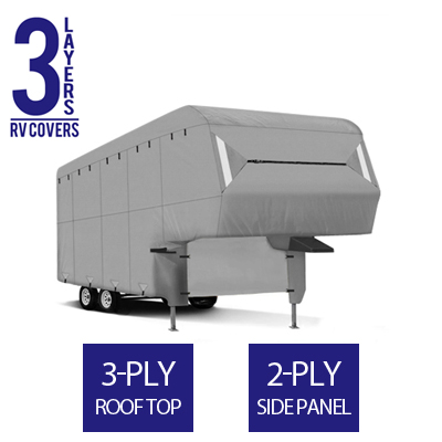 Full RV Cover for Fifth Wheel Trailer 23' To 26' Feet Long - 3 Layers