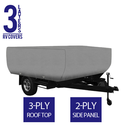 Full RV Cover for Folding Pop-Up Camper 12' To 14' Feet Long - 3 Layers