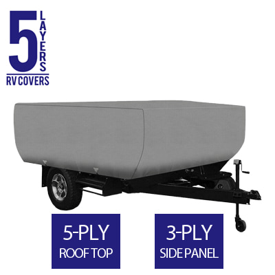 Full RV Cover for Folding Pop-Up Camper 12' To 14' Feet Long - 5 Layers